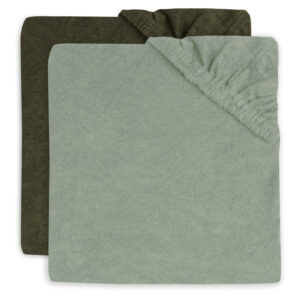 Aankleedkussenhoes Badstof 50x70cm - Ash Green/Leaf Green - 2 Stuks