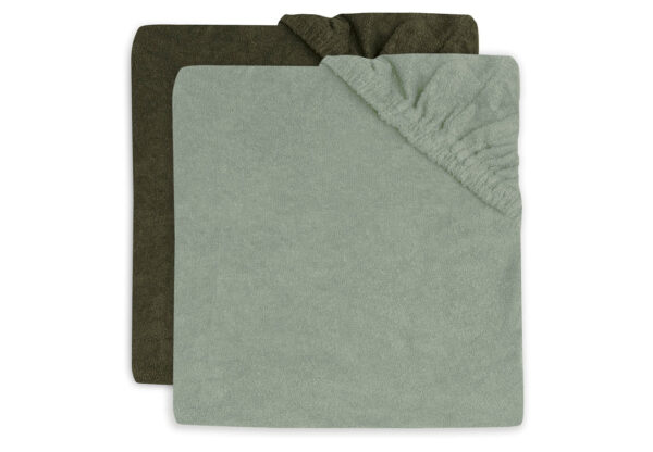 Aankleedkussenhoes Badstof 50x70cm - Ash Green/Leaf Green - 2 Stuks